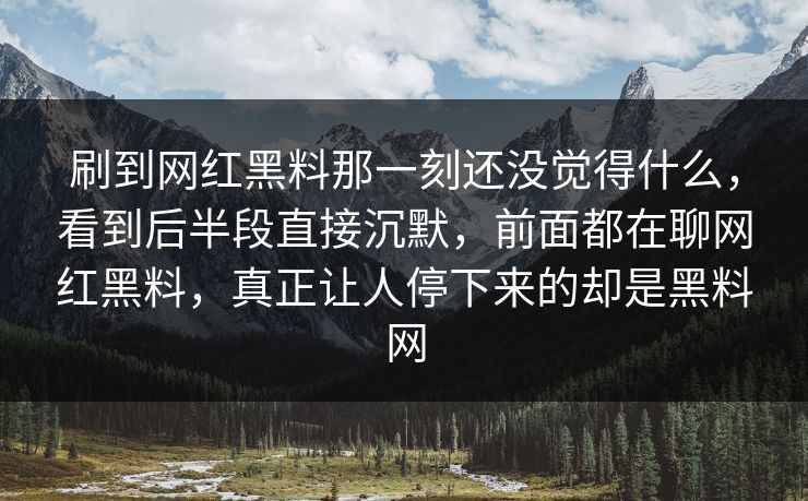 刷到网红黑料那一刻还没觉得什么，看到后半段直接沉默，前面都在聊网红黑料，真正让人停下来的却是黑料网
