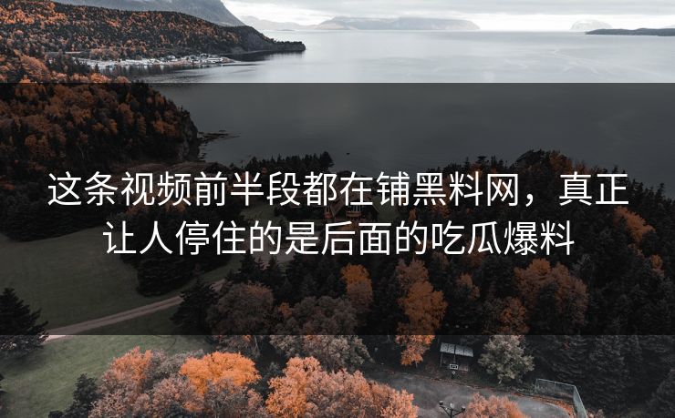这条视频前半段都在铺黑料网，真正让人停住的是后面的吃瓜爆料