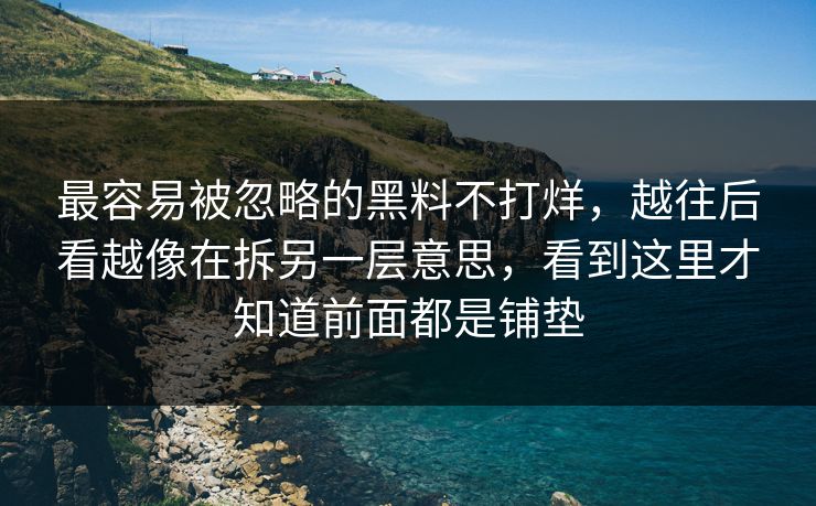 最容易被忽略的黑料不打烊，越往后看越像在拆另一层意思，看到这里才知道前面都是铺垫