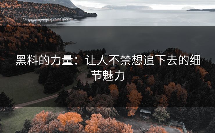 黑料的力量：让人不禁想追下去的细节魅力
