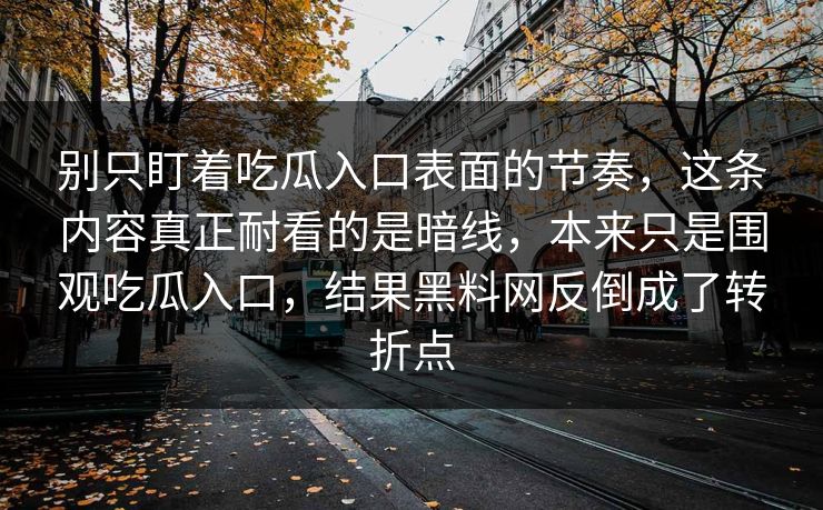 别只盯着吃瓜入口表面的节奏，这条内容真正耐看的是暗线，本来只是围观吃瓜入口，结果黑料网反倒成了转折点
