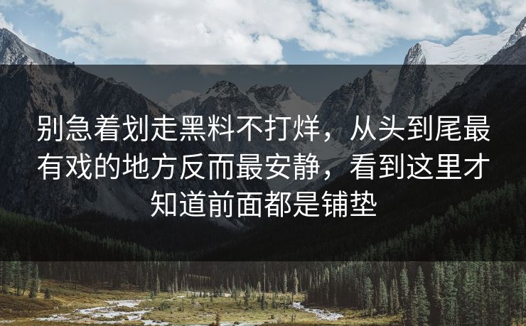 别急着划走黑料不打烊，从头到尾最有戏的地方反而最安静，看到这里才知道前面都是铺垫