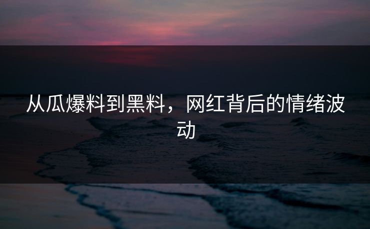 从瓜爆料到黑料，网红背后的情绪波动