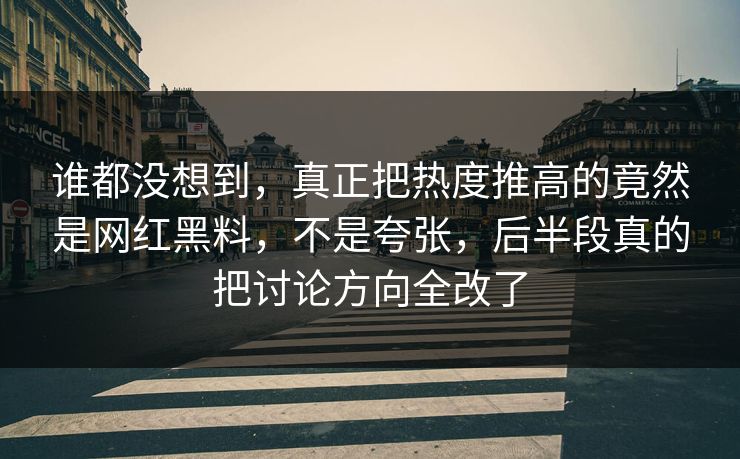 谁都没想到，真正把热度推高的竟然是网红黑料，不是夸张，后半段真的把讨论方向全改了